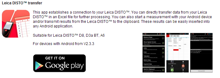 Download Leica Disto Transfer App from Google Play