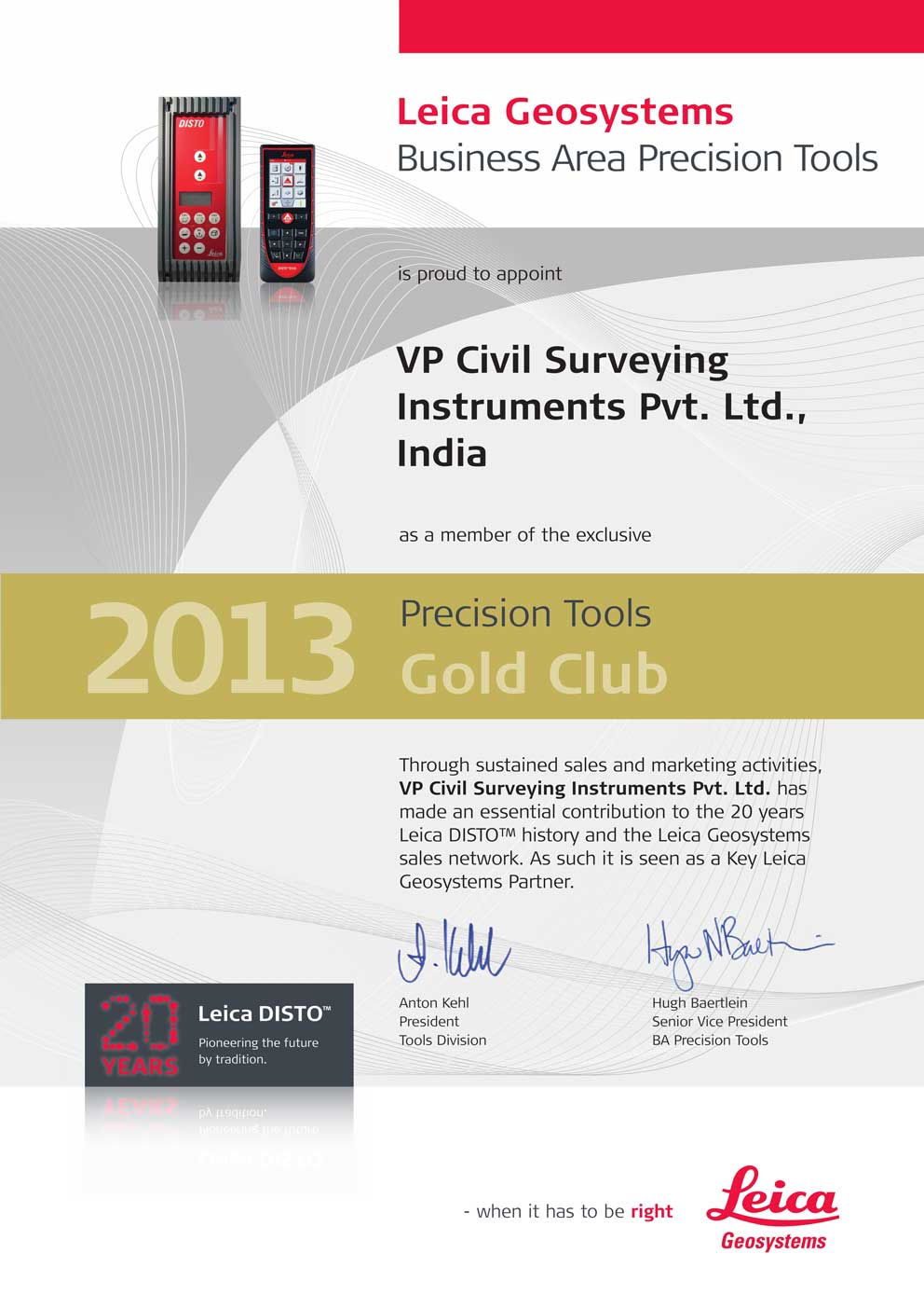 VP Civil Leica Precison Tools Gold Club