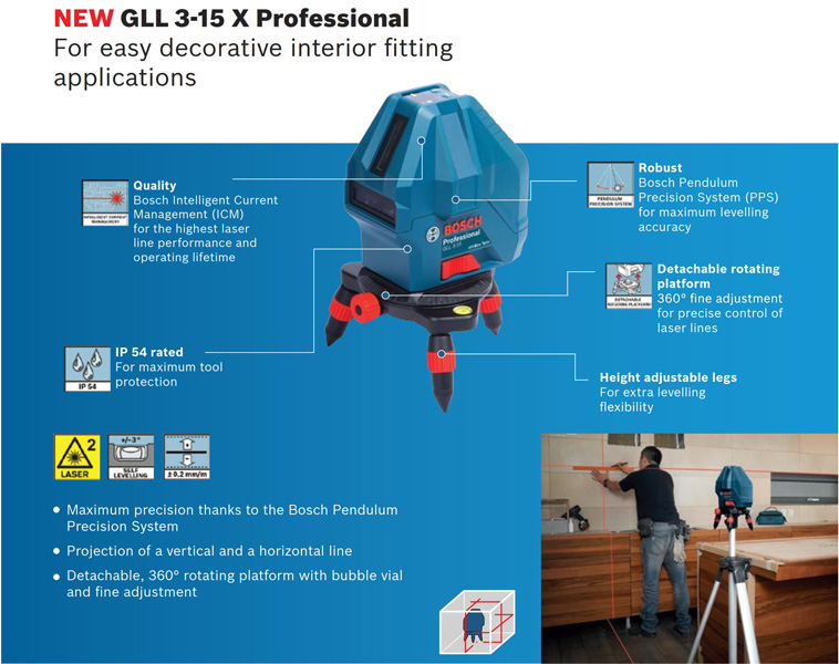 Bosch GLL 3-15X Professional Laser Level Features