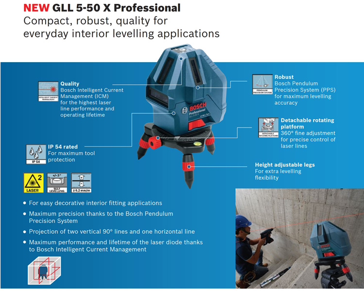 Bosch GLL 5-50X Professional Laser Level Features
