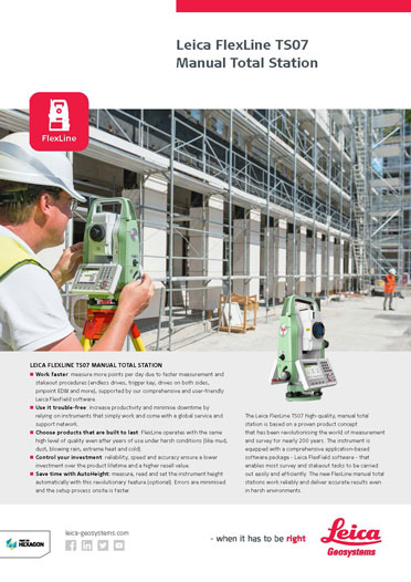 Leica Flexline TS03 Total Station Catalog